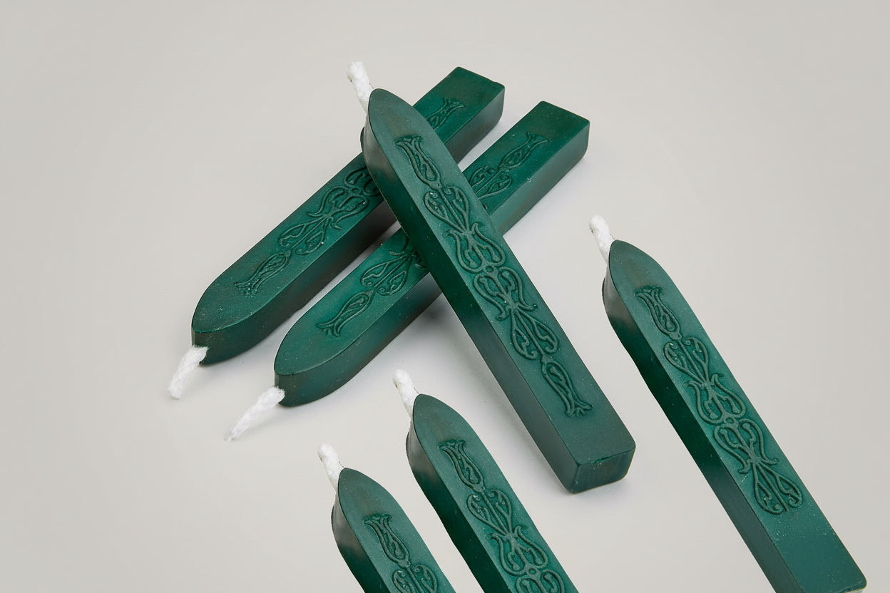 Bâtonnets de cire à cacheter avec mèche : Vert Forêt