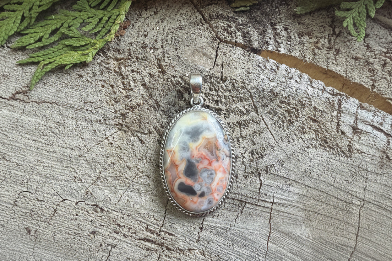 Pendentif pierre Agate Crazy Lace