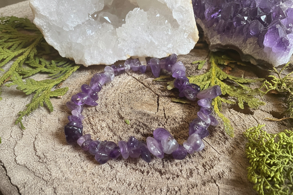 Bracelet éclat d’améthyste naturel