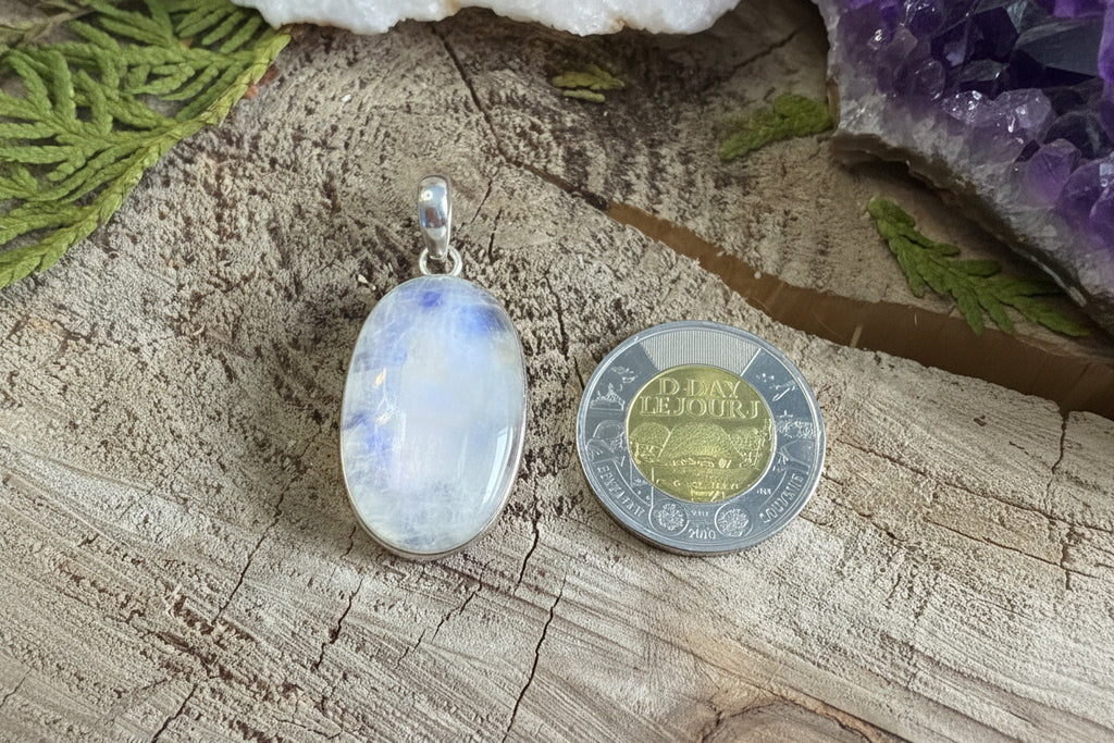 Pendentif en pierre de lune arc-en-ciel- Argent 925