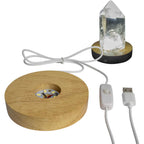 Base d'éclairage LED en bois avec cordon USB