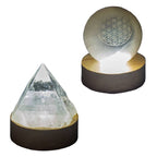 Base d'éclairage LED en bois avec cordon USB, lumière blanc, 2,25 po de diamètre, x 0,75 po de hauteur