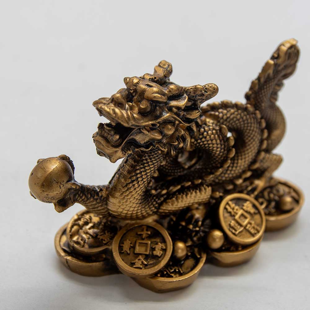 Resine-Dragon Prosperite-Dore 3.25"x2"h
