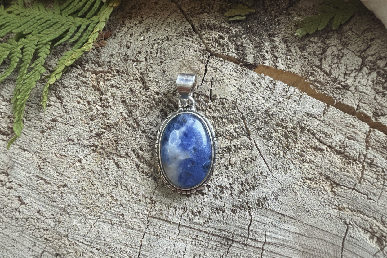 Pendentif pierre de Sodalite- argent 925