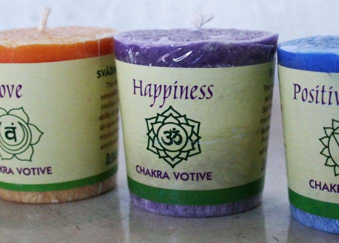 Bougies votives Chakra : Racine, Argent