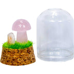 Mini terrarium champignon en pierre précieuse - quartz rose