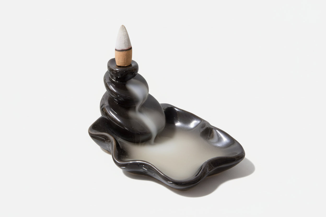 Porte-encens en céramique/nénuphar à refoulement, 5 x 2,5 pouces H