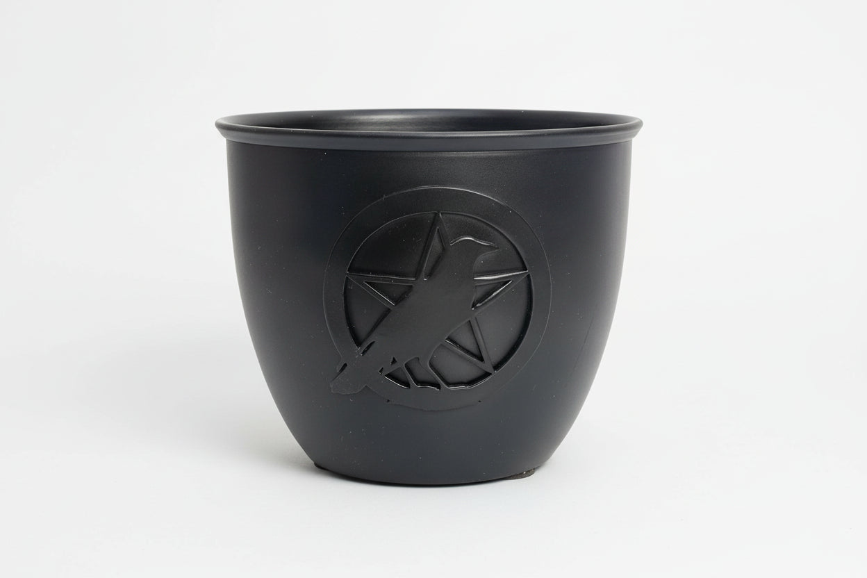 Corbeau et pentacle en fonte Smudge Pot-5 pouces