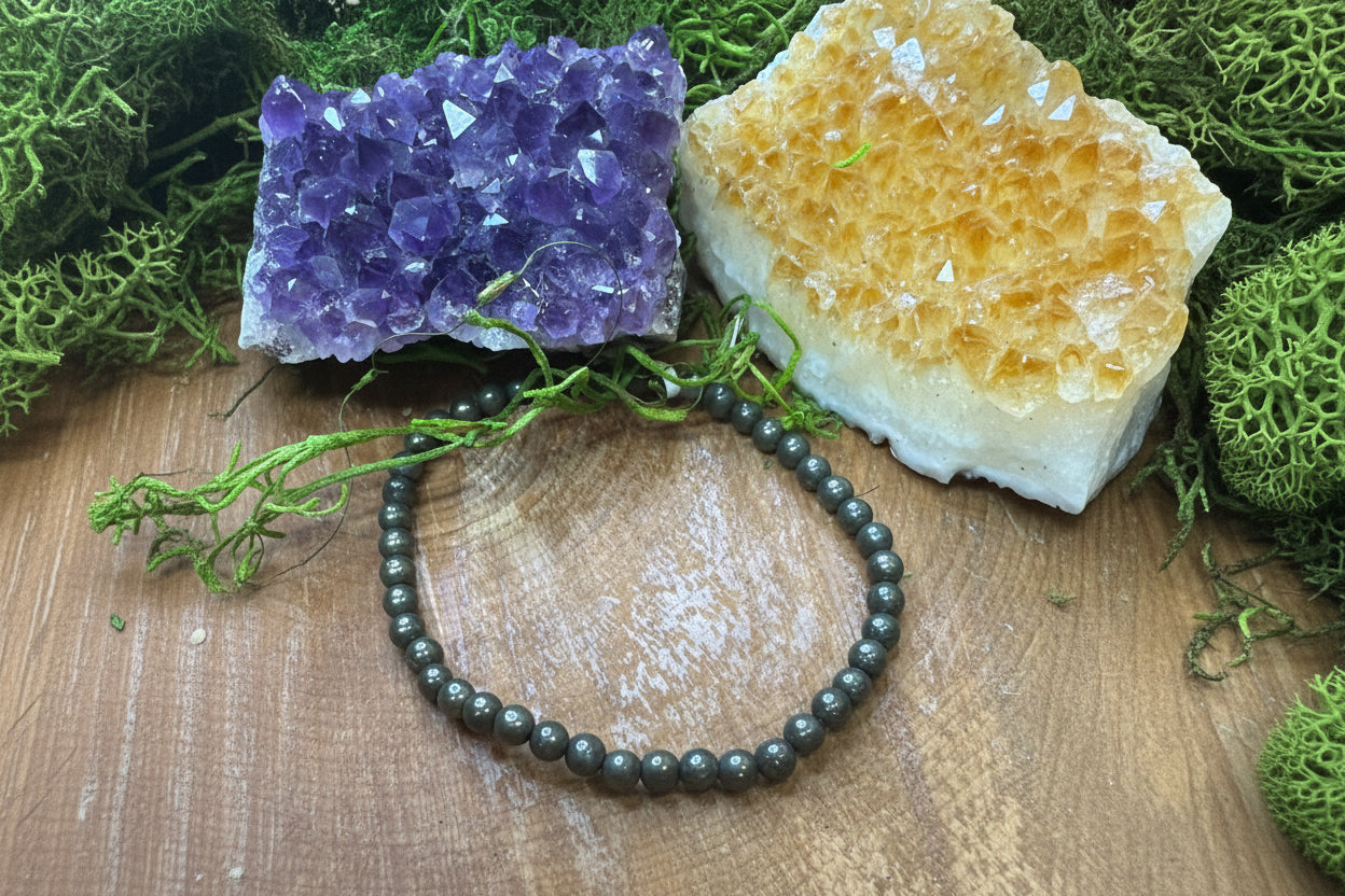 Bracelet perle 4mm pyrite