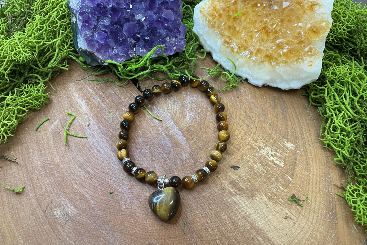 Bracelet Oeil de tigre avec coeur