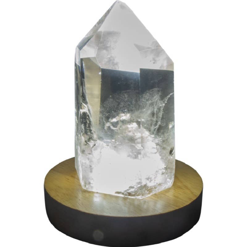 Base d'éclairage LED en bois avec cordon USB