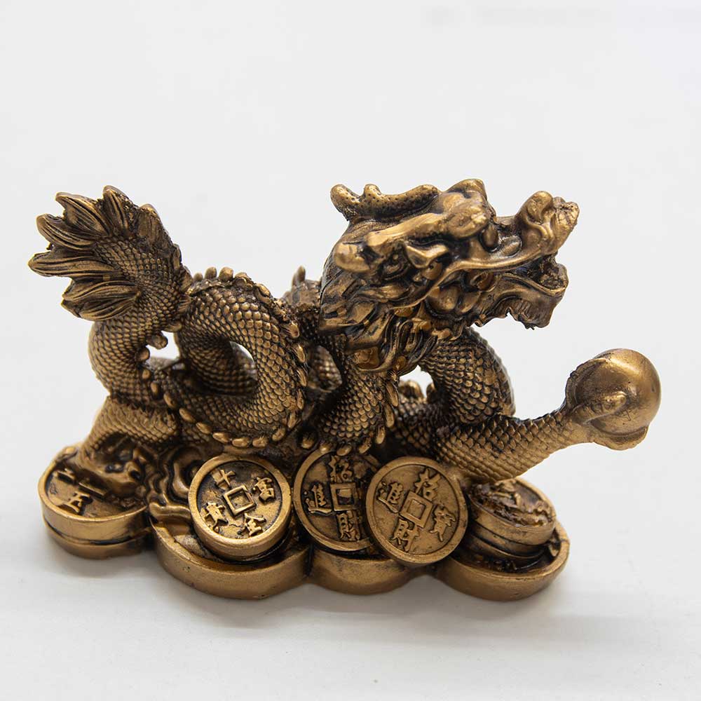Resine-Dragon Prosperite-Dore 3.25"x2"h