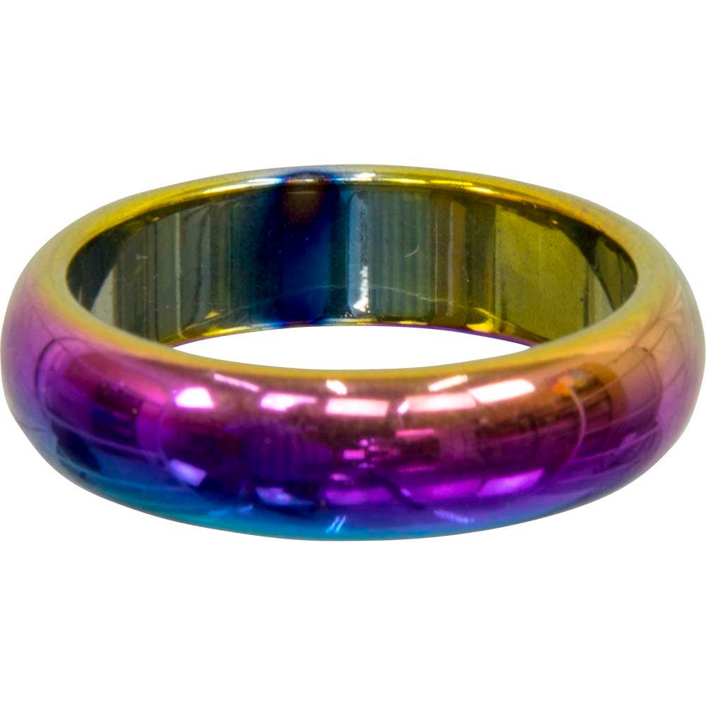 Bague en hématite arc-en-ciel, tailles variées