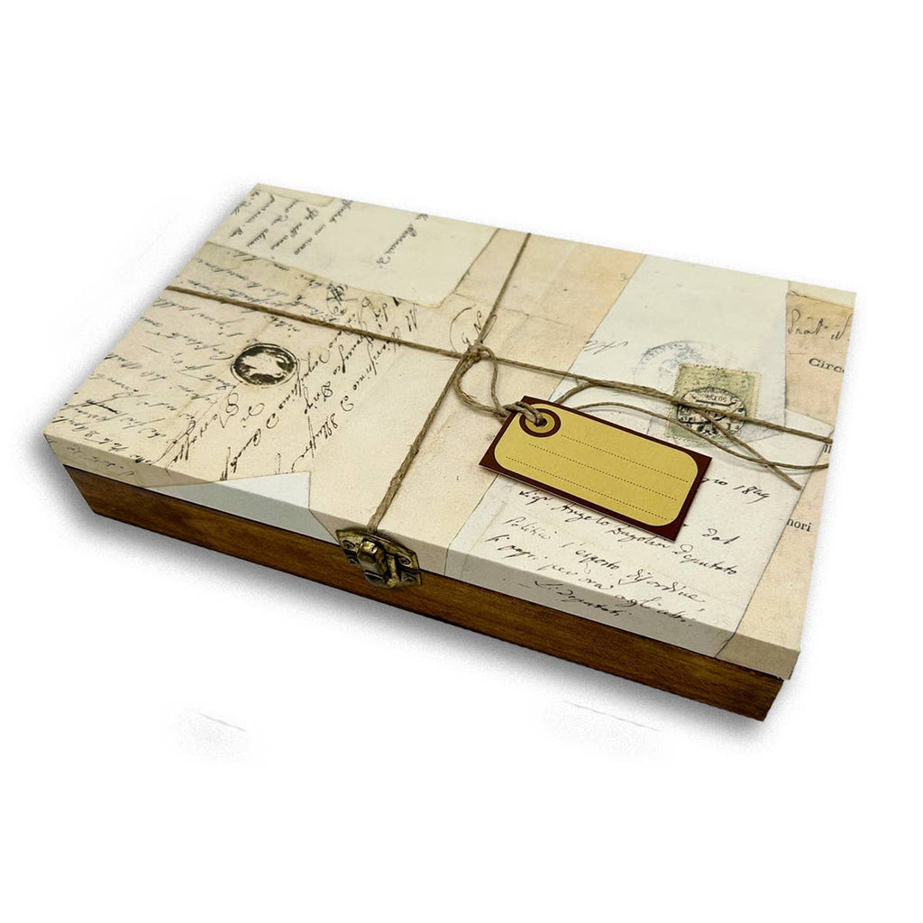 Coffret en bois avec kit de sceau de cire et ensemble d'écriture calligraphique