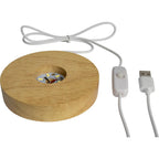 Base d'éclairage LED en bois avec cordon USB