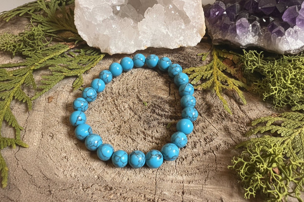 Bracelet de perle d’Howlite teintées turquoise