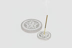 Porte-encens en sélénite, pentacle rond/gravé, 3,5 pouces