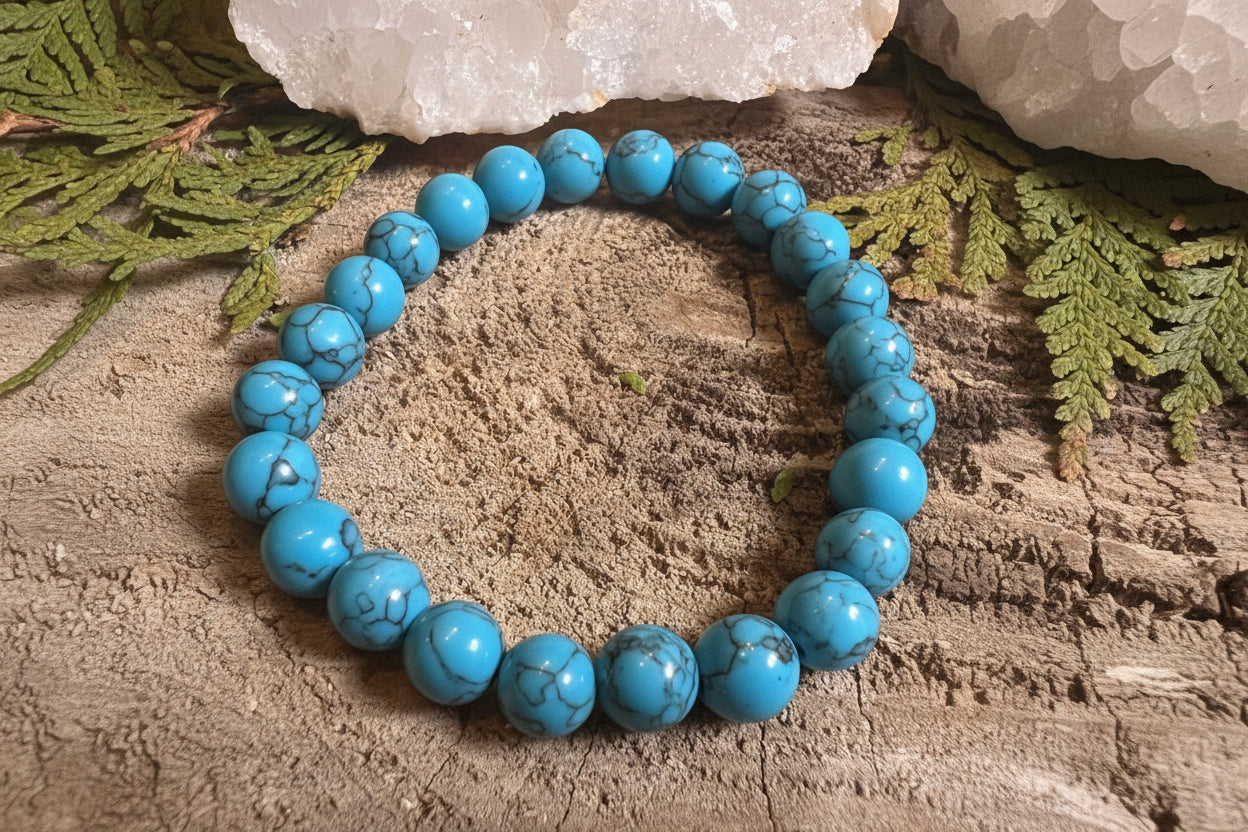 Bracelet de perle d’Howlite teintées turquoise