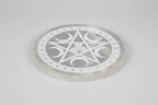 Porte-encens en sélénite, pentacle rond/gravé, 3,5 pouces