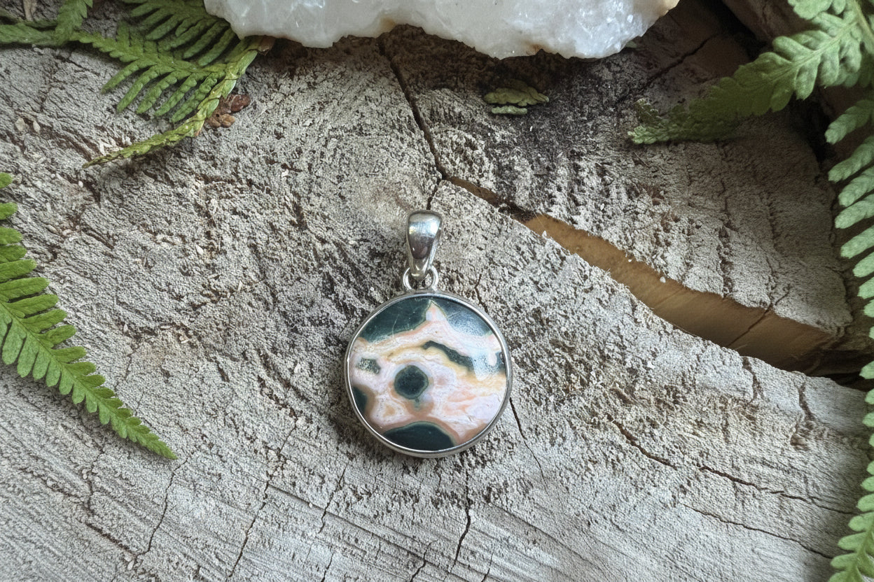 Pendentif pierre Jaspe Océan