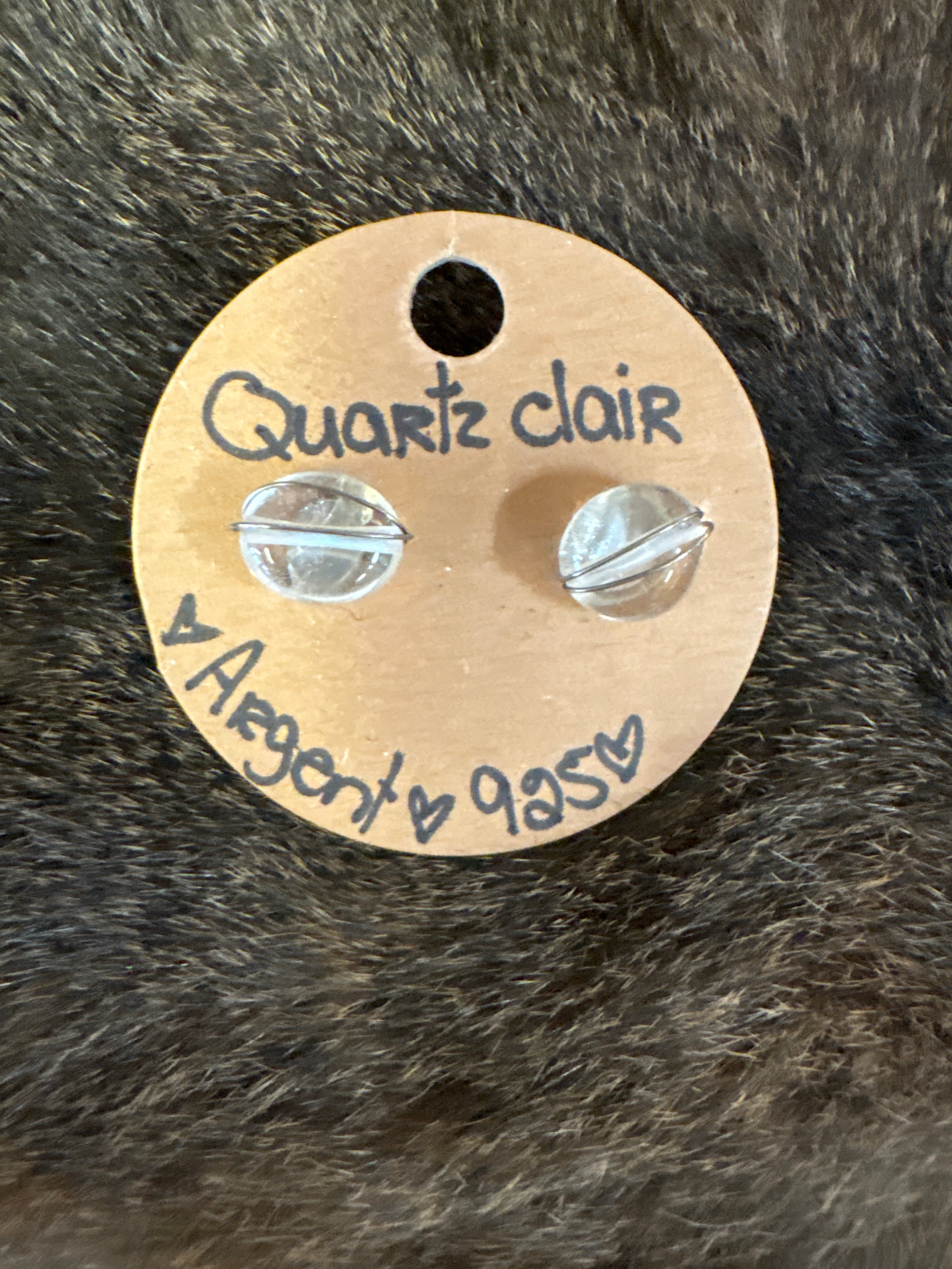 Boucle d’oreille d’argent en Quartz clair