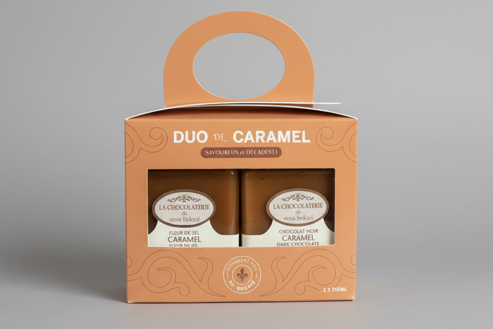 Duo de caramel- caramel fleurs de sel et caramel au chocolat noir