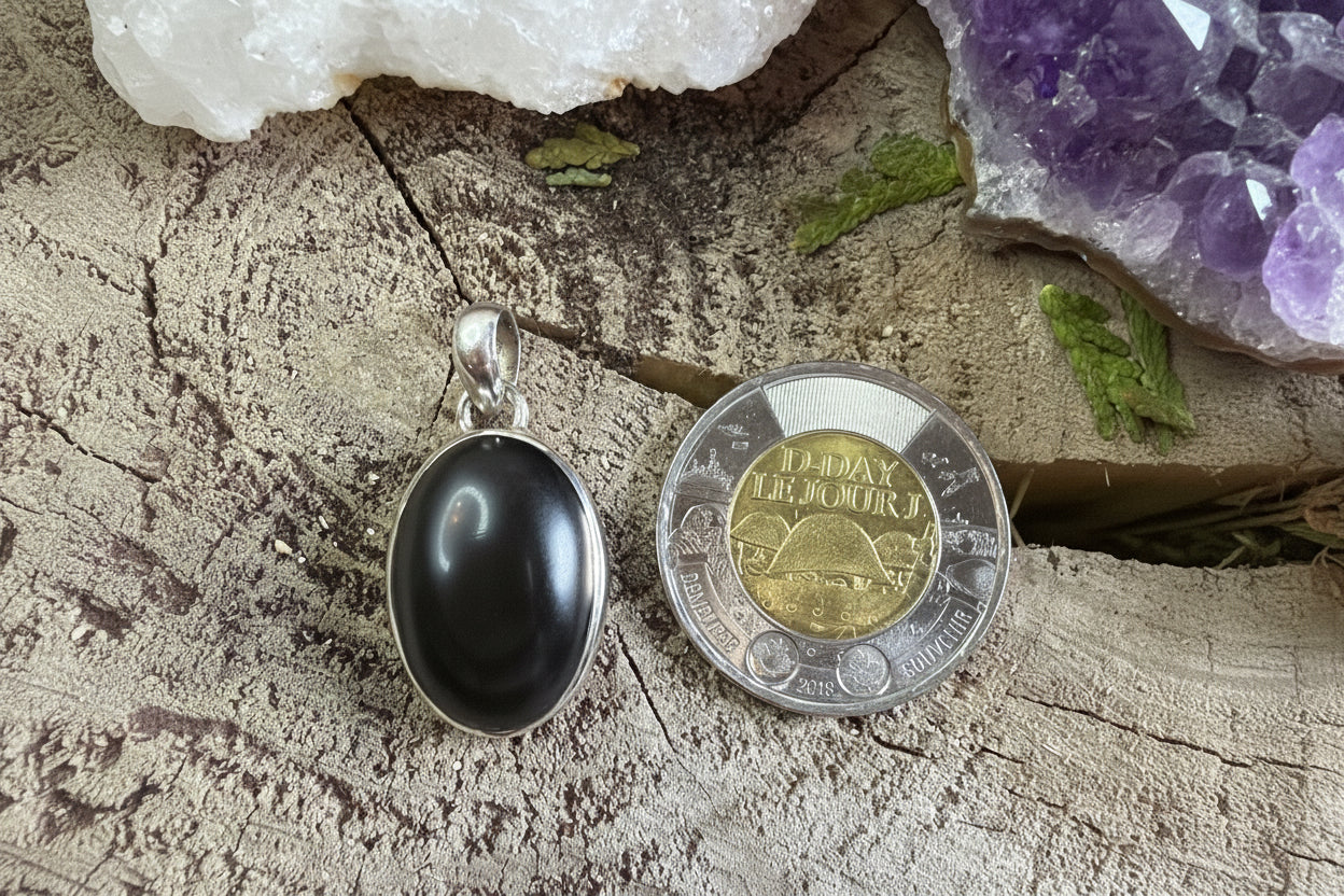 Pendentif obsidienne noire