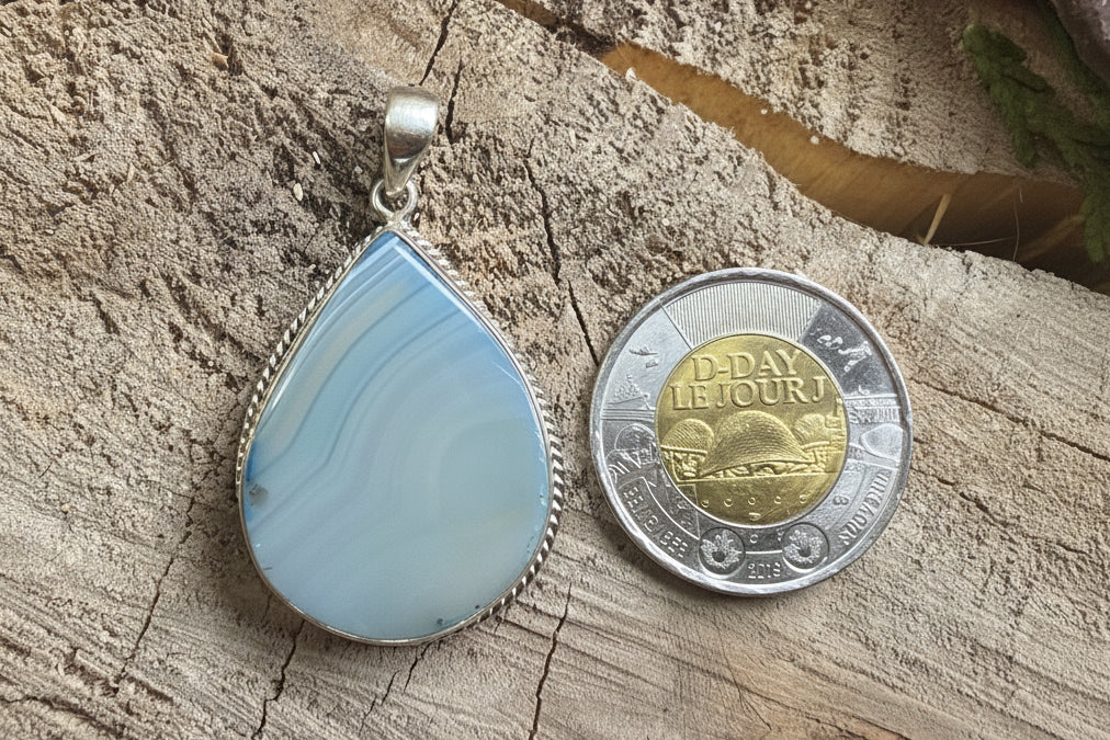 Pendentif Agate blue lace- Argent 925