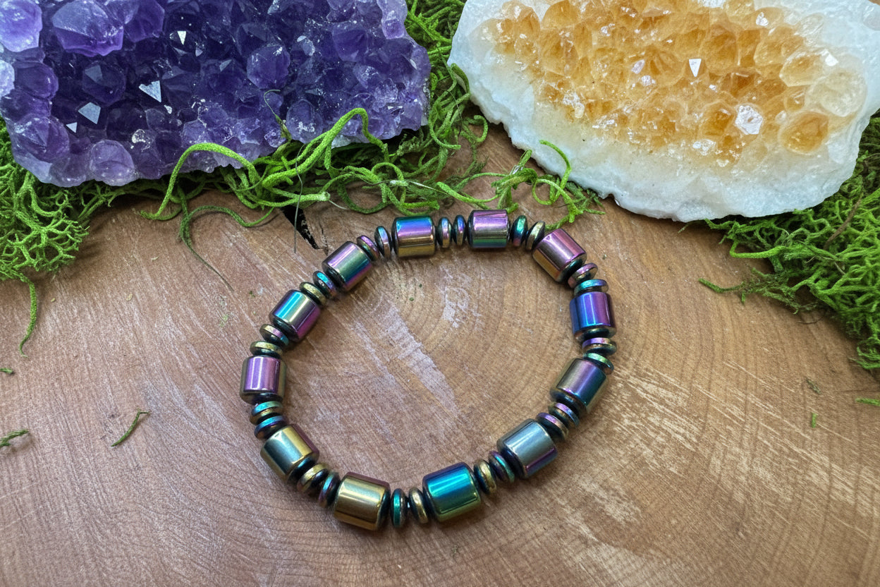 Bracelet hématite arc-en-ciel