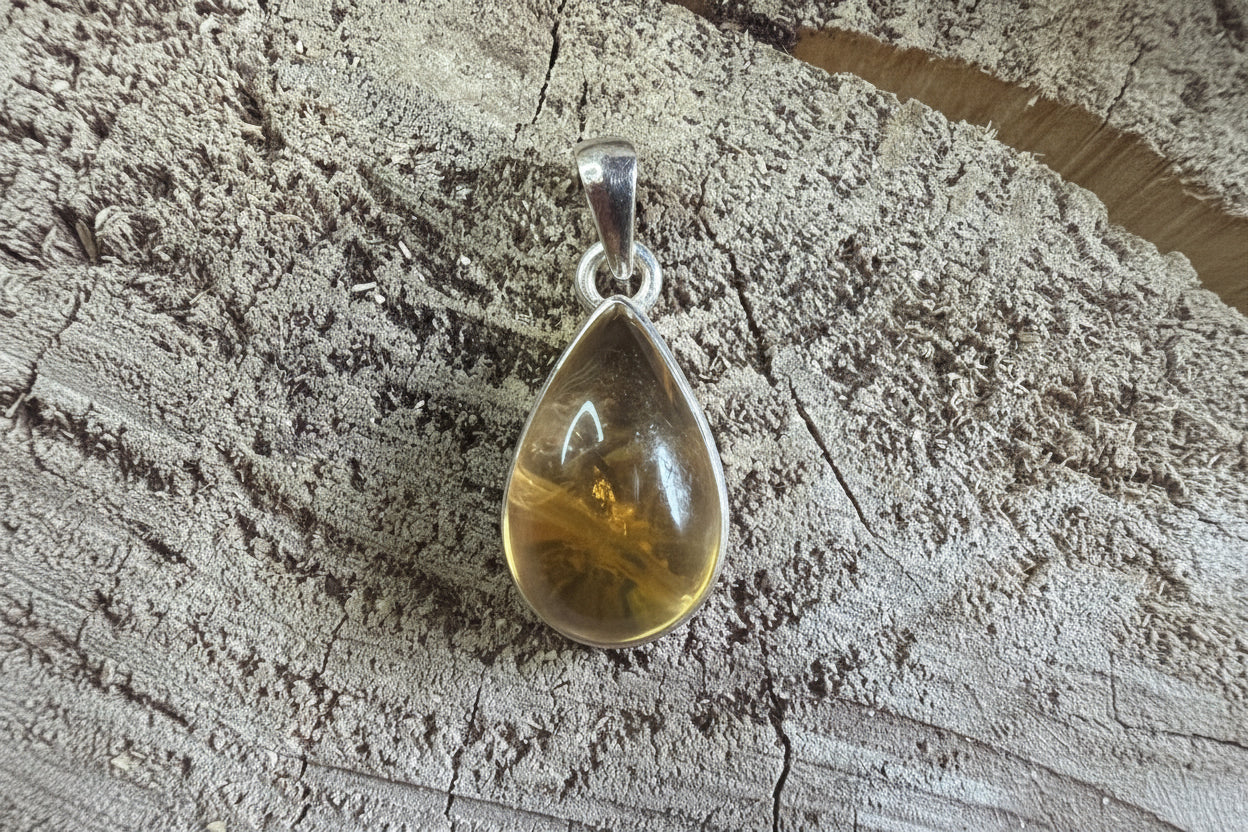 Pendentif pierre Citrine avec inclusion chlorite