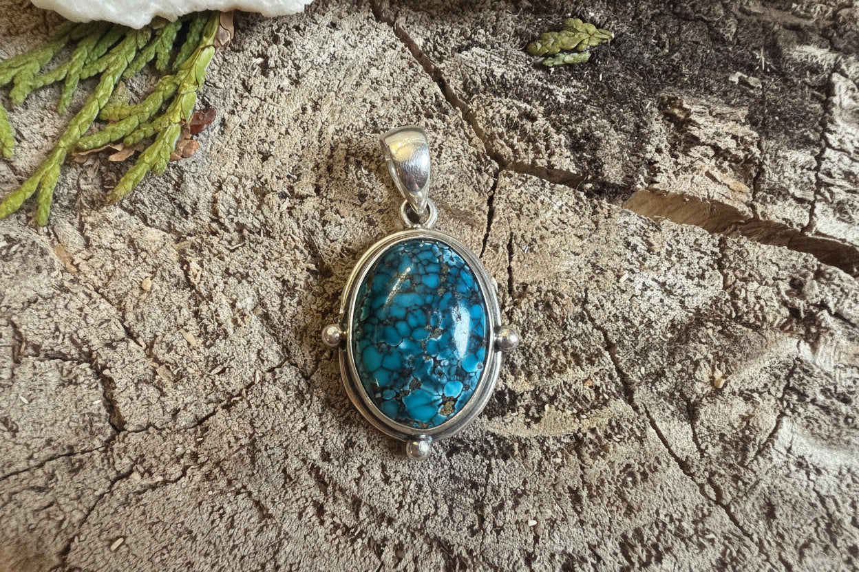 Pendentif turquoise « spiderweb »