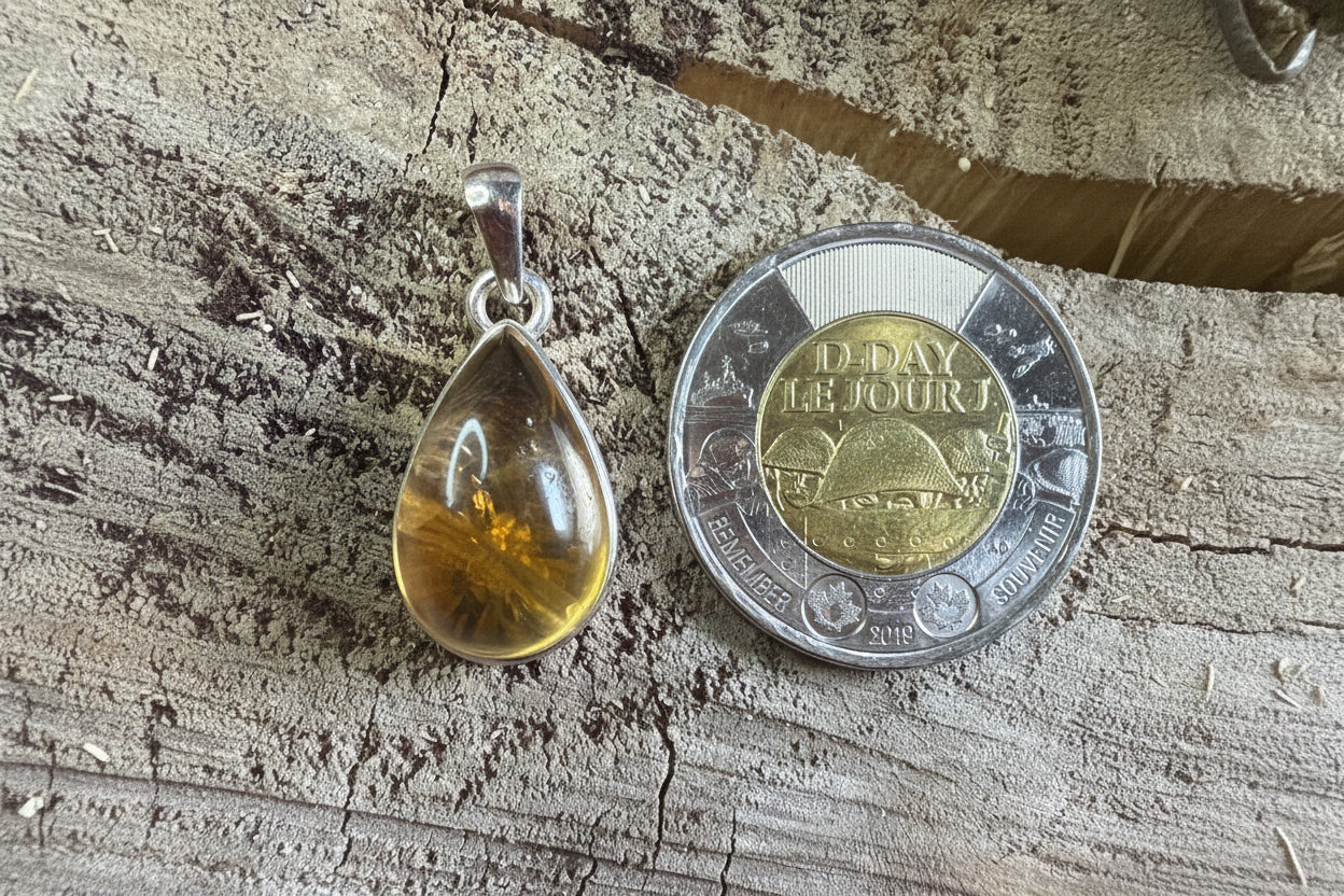 Pendentif pierre Citrine avec inclusion chlorite