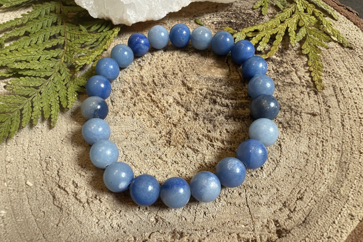 Bracelet en quartz bleu (aventurine bleue naturelle)