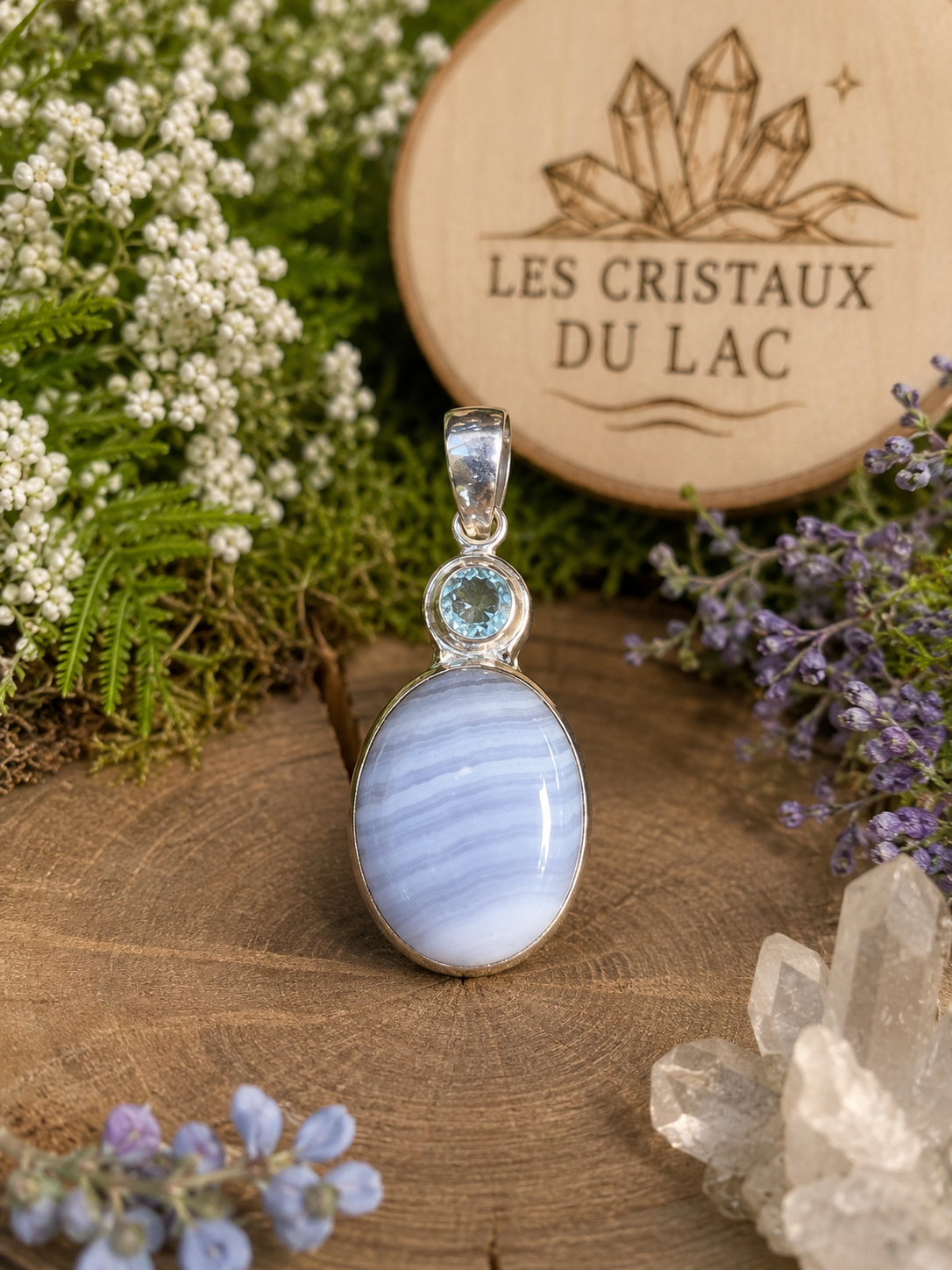 Agate blue la ce avec un Topaze bleu