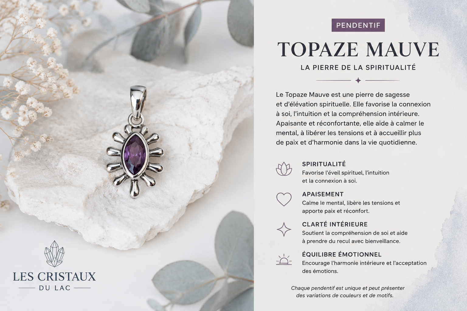 Pendentif topaz mauve