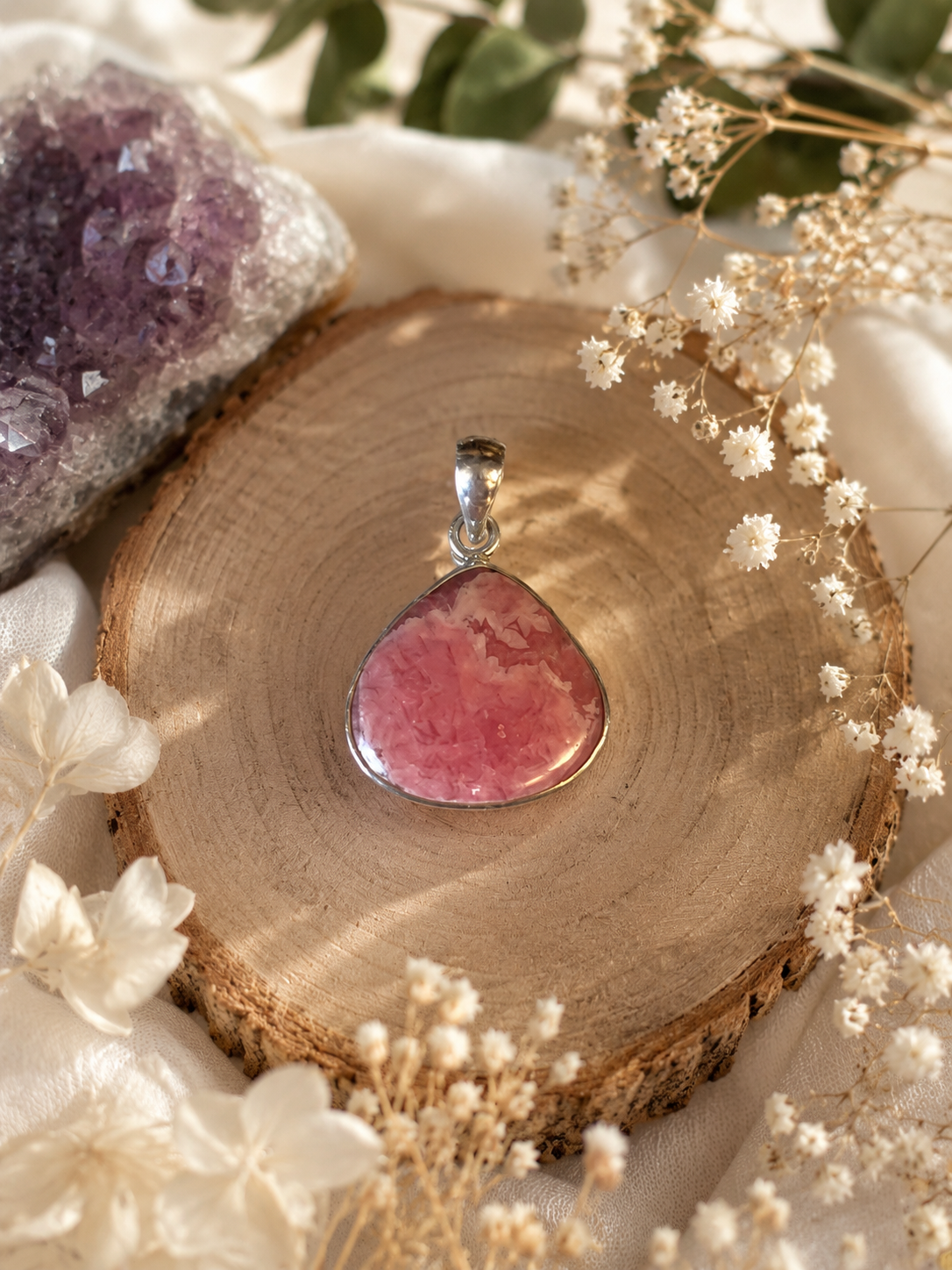 Pendentif rhodochrosite
