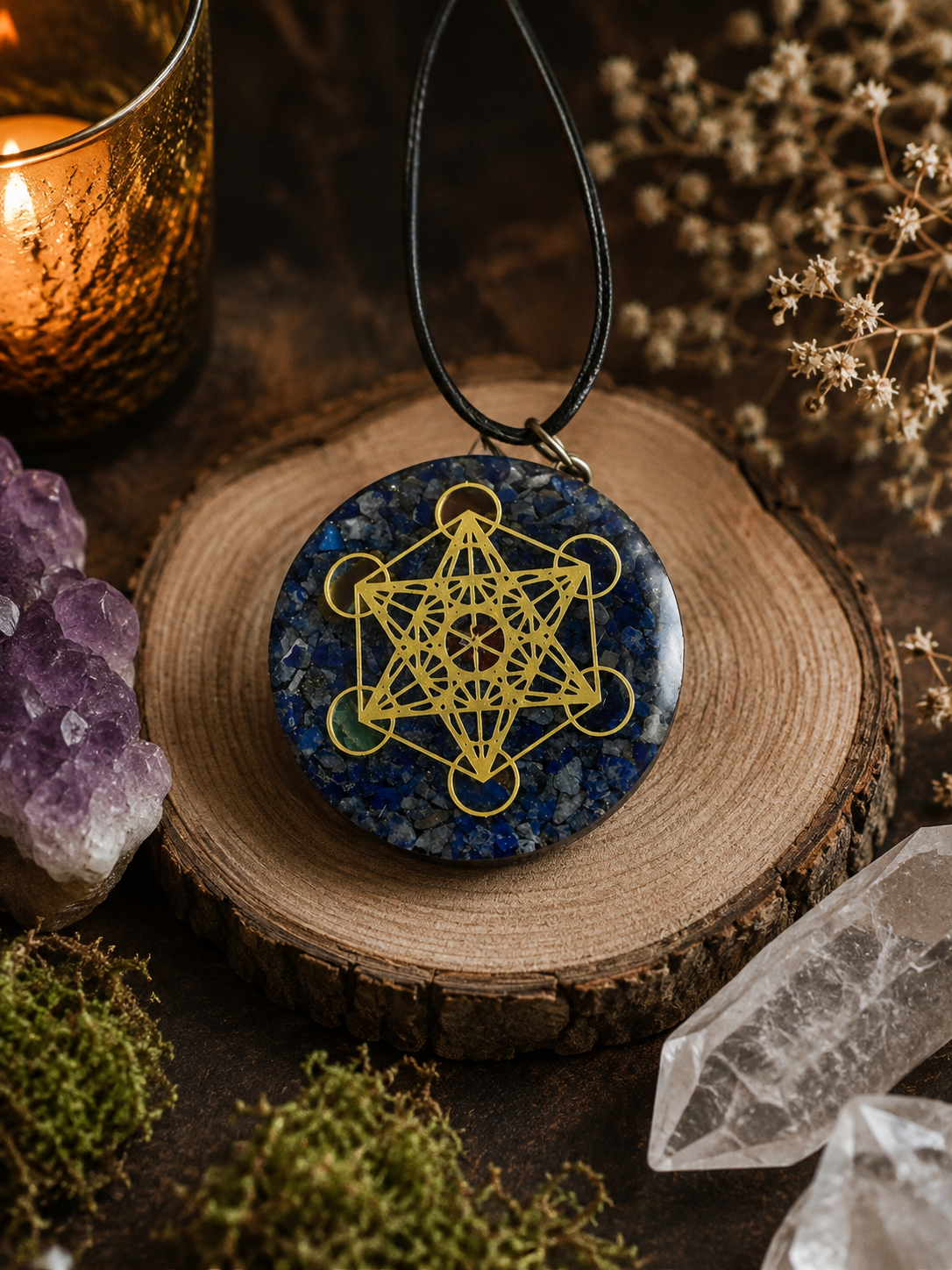 Orgonite sceaux métatron avec pierre lapis lazuli