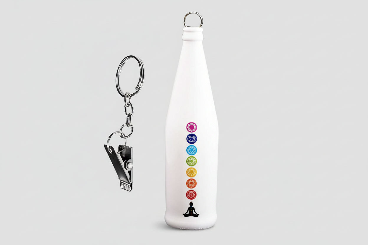 Brûleur d'encens en bouteille de verre - 7 chakras 11"