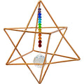 Merkaba énergisante en cuivre avec prisme et perles de chakra