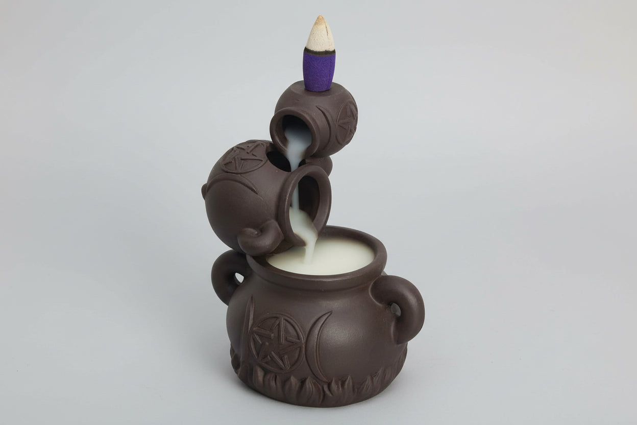 Porte-encens à reflux en céramique à trois chaudrons