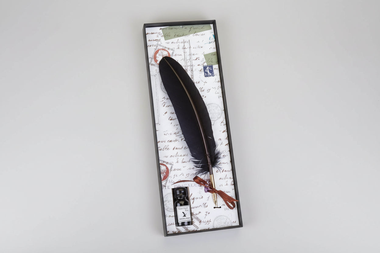 Ensemble stylo plume et encre noir : Édition sorcier