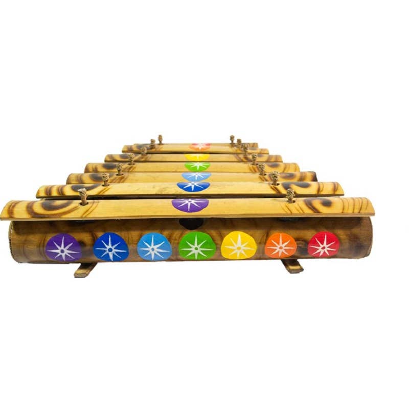Xylophone en bambou peint à la main Chakras 11"X13"