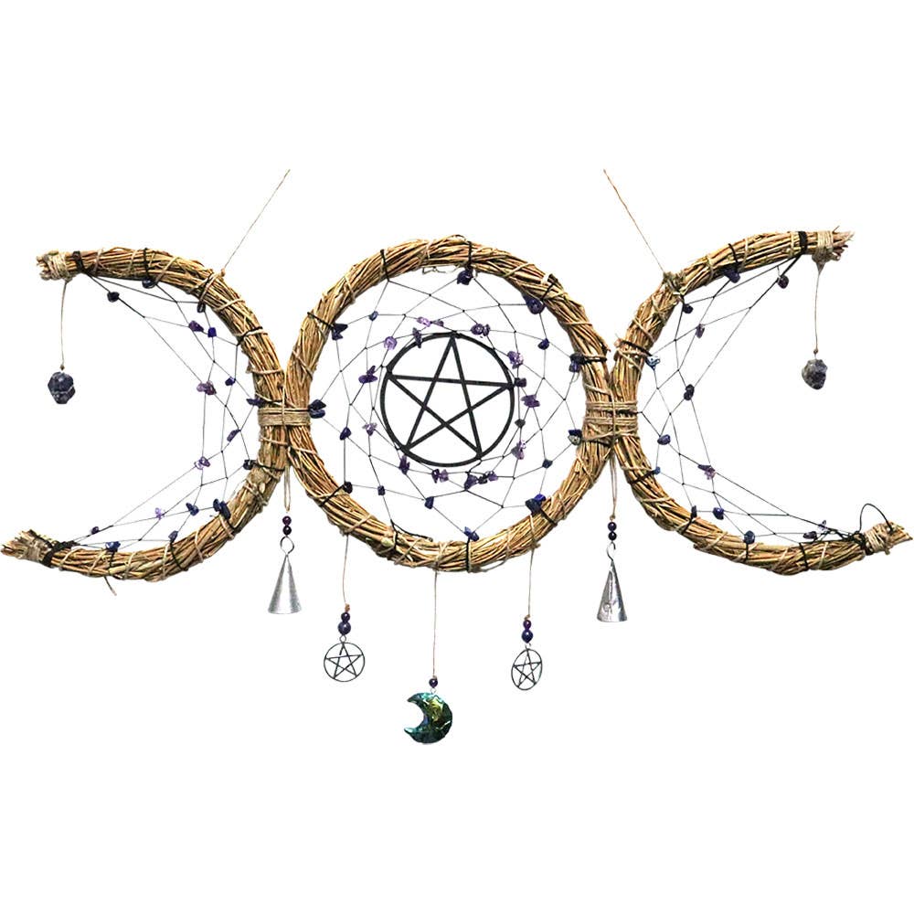 COURONNE DE PROTECTION-3 LUNE AVEC AMÉTHYSTE ET SODALITE 24 CM HX52 CM L