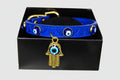 Collier pour chien en cuir végan - Œil de Fatima avec main de Fatima - Moyen 38 cm L
