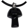 Pendentif-Champignon Obsidienne Noire 0.75"a/C Corde Cot.18"
