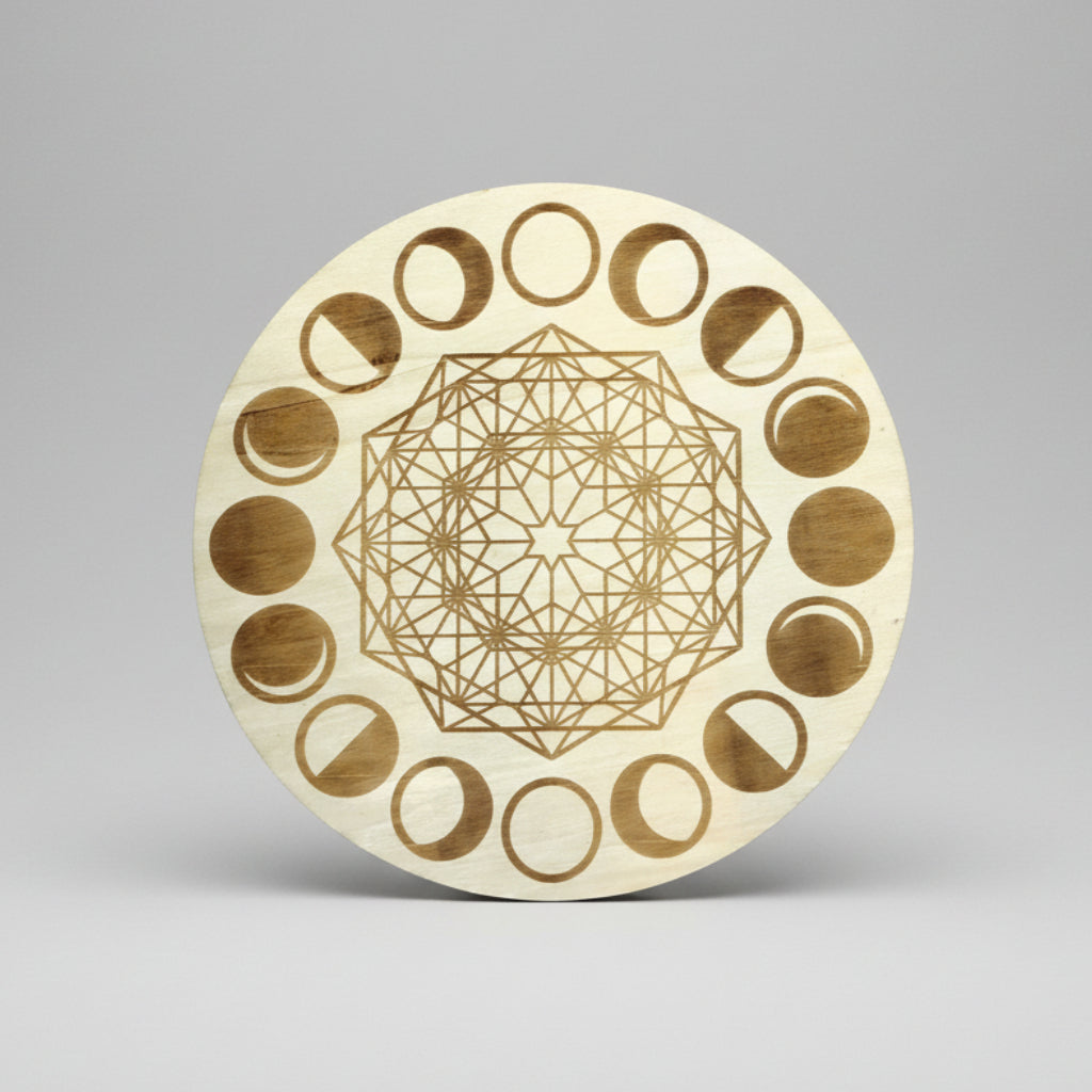 Cycles grille-lune en bois et cristal de 12 po de diamètre