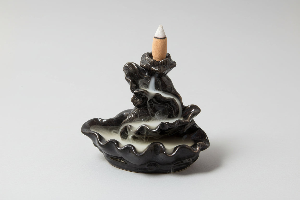 Porte-encens en céramique/Backflow-Waterfall, 5,25 x 4,75 pouces H