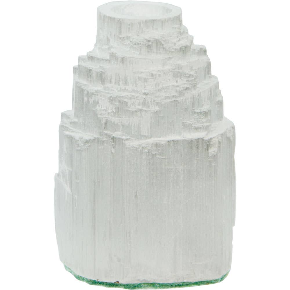 Selenite-Iceberg Porte Mini-Chandelle-2.5"h.