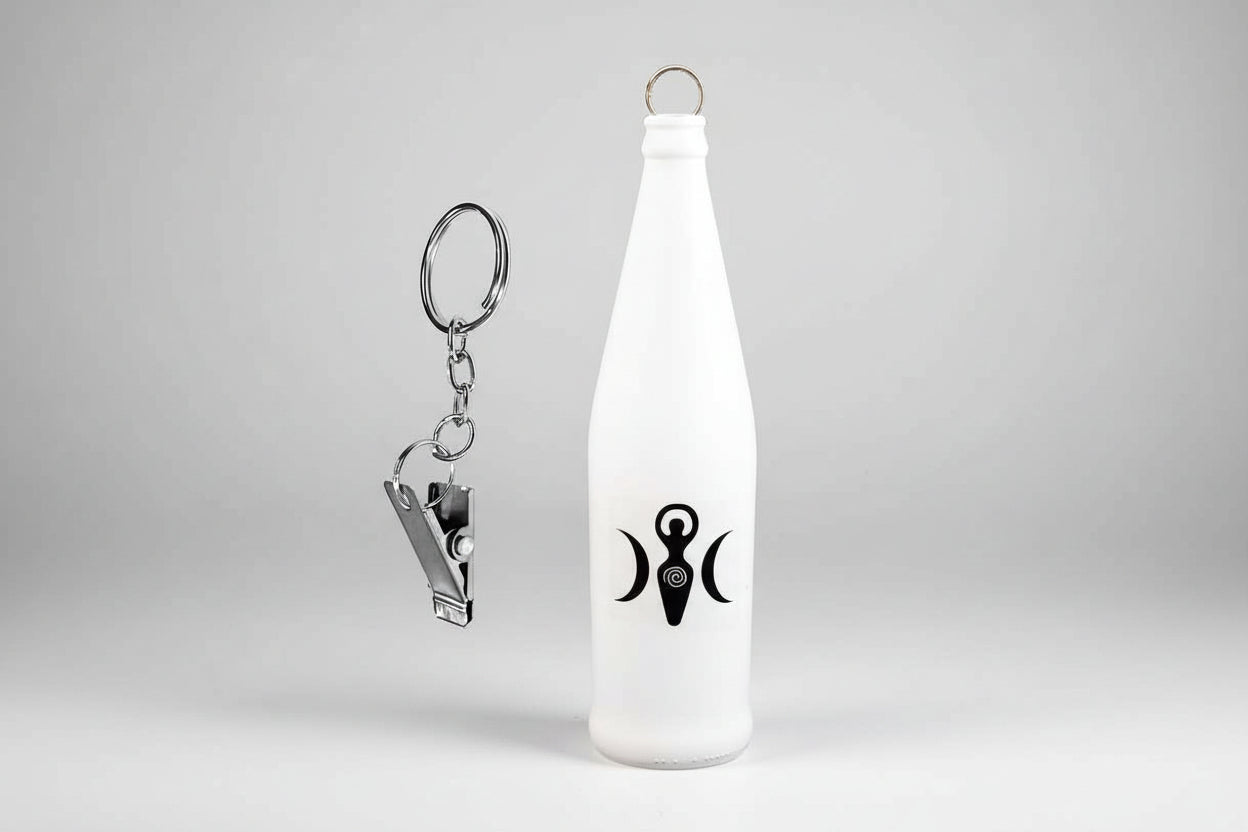 Brûleur d'encens en bouteille de verre - Triple Déesse de la Lune 11"