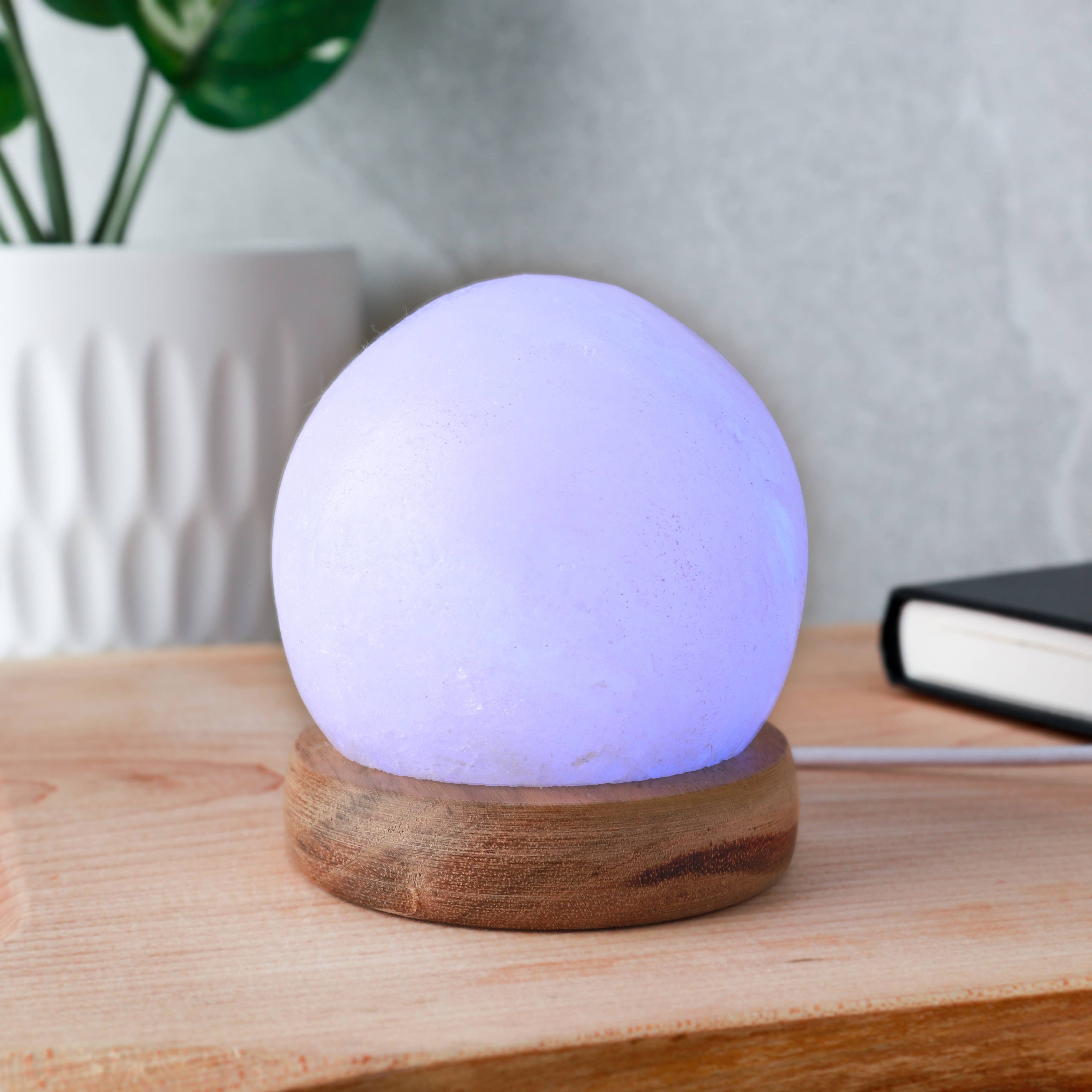 Lampe en cristal de sel blanc Moon avec clé USB